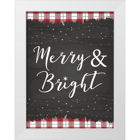 Merry and Bright White Modern Wood Framed Art Print by ND Art and Design