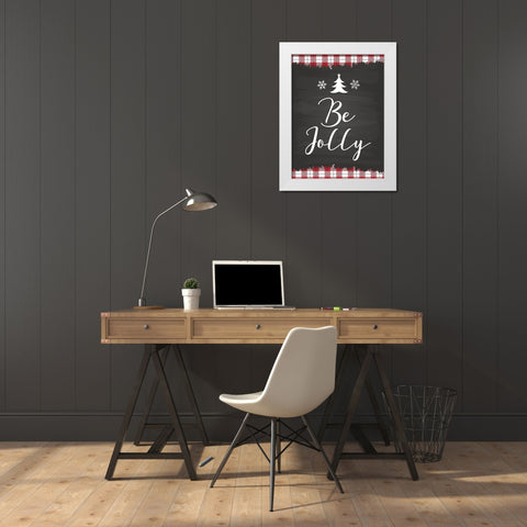 Be Jolly White Modern Wood Framed Art Print by ND Art and Design