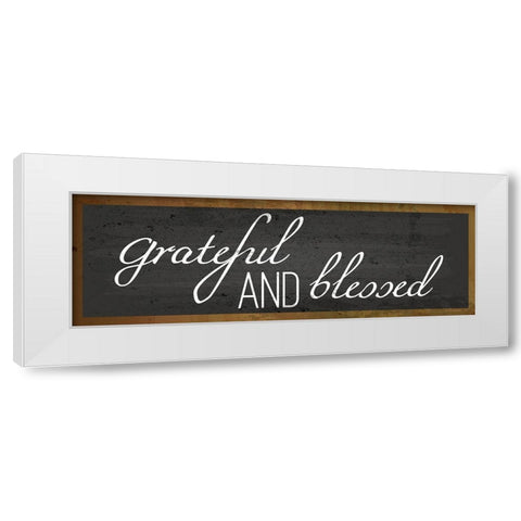 Grateful and Blessed White Modern Wood Framed Art Print by ND Art and Design