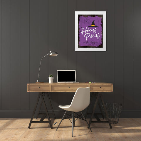 Hocus Pocus White Modern Wood Framed Art Print by ND Art and Design