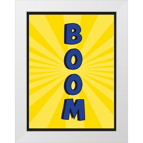 Boom White Modern Wood Framed Art Print by ND Art
