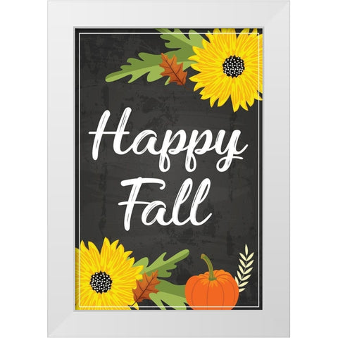Happy Fall White Modern Wood Framed Art Print by ND Art