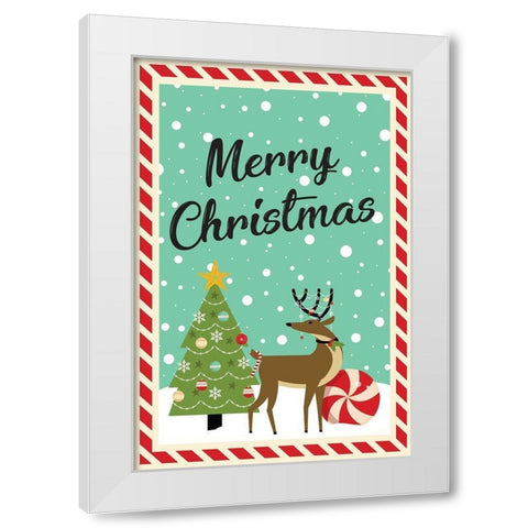 Merry Christmas White Modern Wood Framed Art Print by ND Art