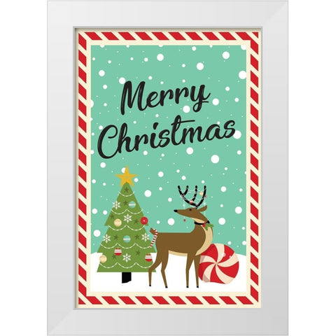 Merry Christmas White Modern Wood Framed Art Print by ND Art