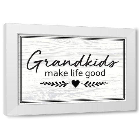 Grandkids White Modern Wood Framed Art Print by ND Art