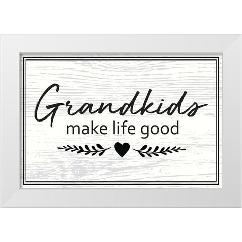 Grandkids White Modern Wood Framed Art Print by ND Art