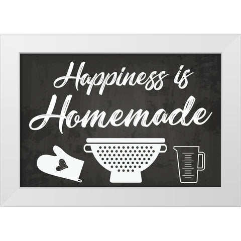 Happiness is Homemade White Modern Wood Framed Art Print by ND Art