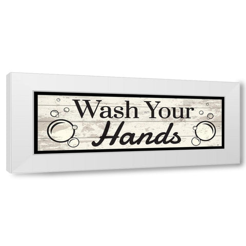 Wash Your Hands White Modern Wood Framed Art Print by ND Art
