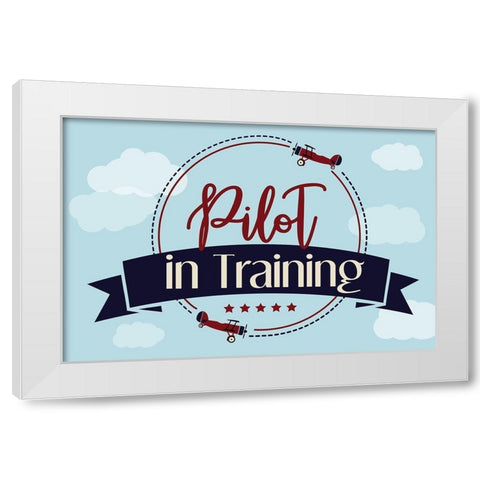 Pilot in Training White Modern Wood Framed Art Print by ND Art