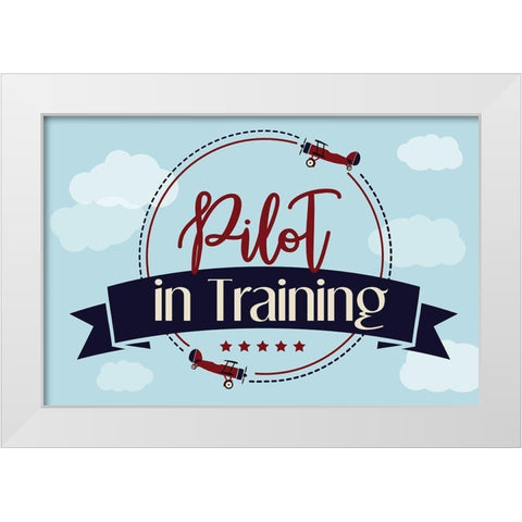 Pilot in Training White Modern Wood Framed Art Print by ND Art