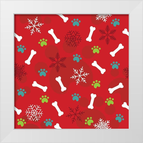 Winter Pet Pattern White Modern Wood Framed Art Print by ND Art