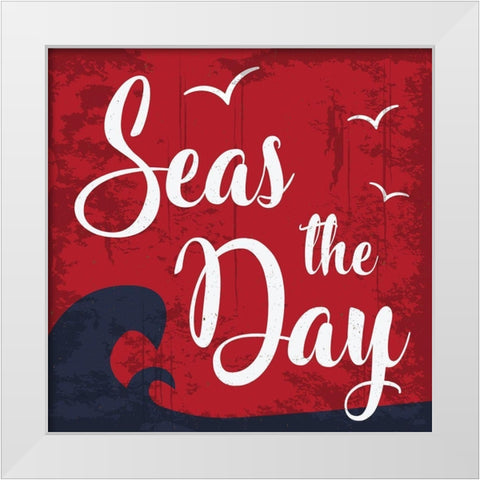 Seas the Day White Modern Wood Framed Art Print by ND Art