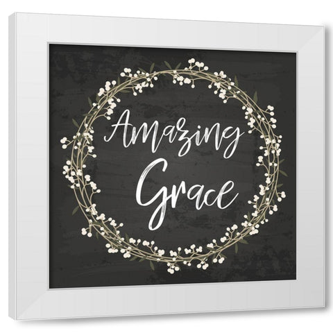 Amazing Grace White Modern Wood Framed Art Print by ND Art