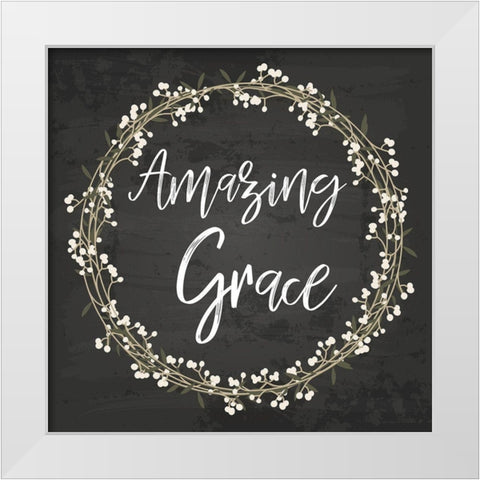 Amazing Grace White Modern Wood Framed Art Print by ND Art