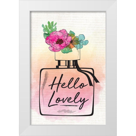 Hello Lovely White Modern Wood Framed Art Print by ND Art