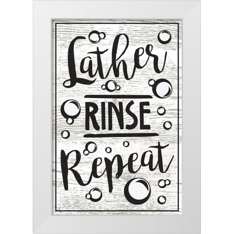Lather, Rinse, Repeat White Modern Wood Framed Art Print by ND Art