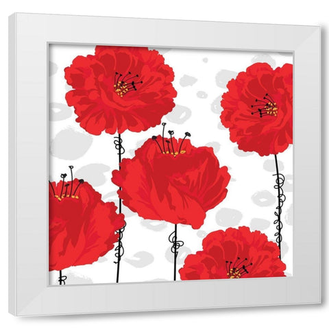 Poppy I White Modern Wood Framed Art Print by ND Art