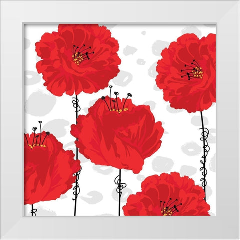 Poppy I White Modern Wood Framed Art Print by ND Art