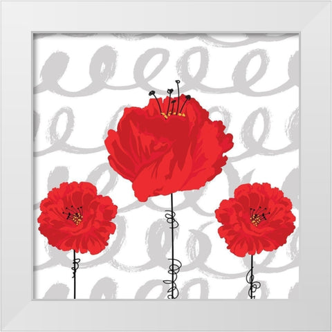 Poppy II White Modern Wood Framed Art Print by ND Art
