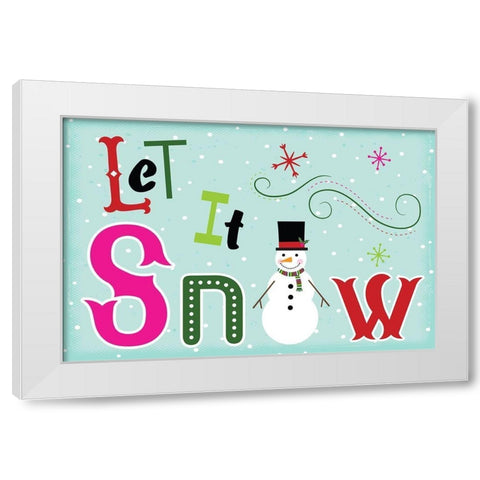 Let It Snow White Modern Wood Framed Art Print by ND Art