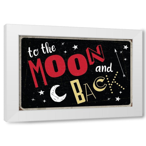 To the Moon and Back White Modern Wood Framed Art Print by ND Art