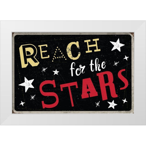 Reach for the Stars White Modern Wood Framed Art Print by ND Art