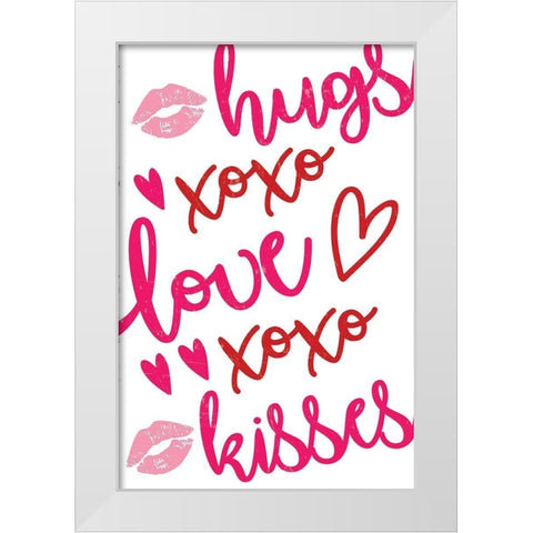 Hugs White Modern Wood Framed Art Print by ND Art