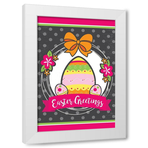Easter Greetings White Modern Wood Framed Art Print by ND Art