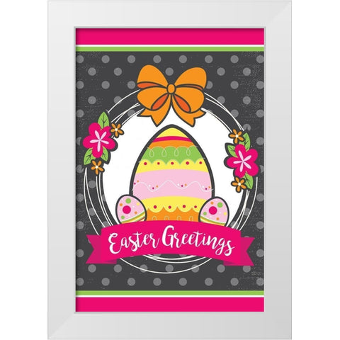 Easter Greetings White Modern Wood Framed Art Print by ND Art