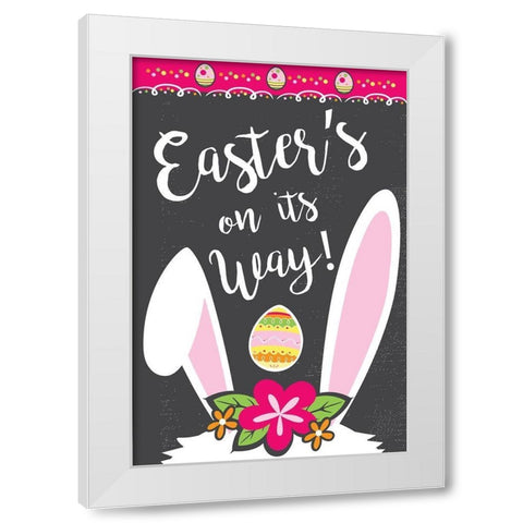 Easters On Its Way White Modern Wood Framed Art Print by ND Art