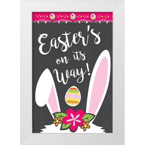 Easters On Its Way White Modern Wood Framed Art Print by ND Art