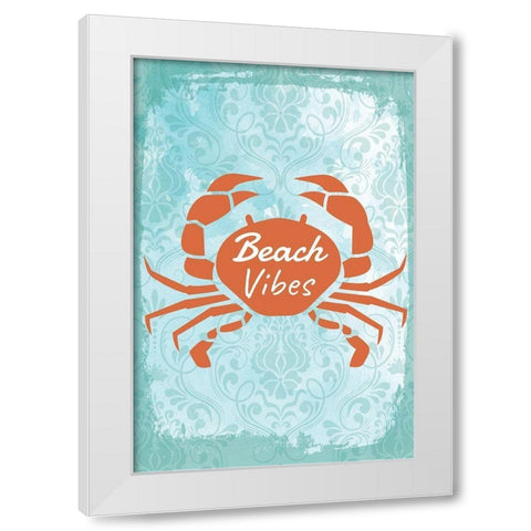 Beach Vibes White Modern Wood Framed Art Print by ND Art