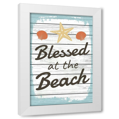 Blessed at the Beach White Modern Wood Framed Art Print by ND Art
