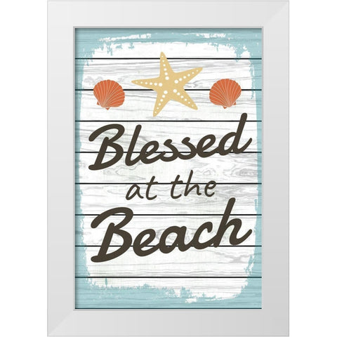 Blessed at the Beach White Modern Wood Framed Art Print by ND Art