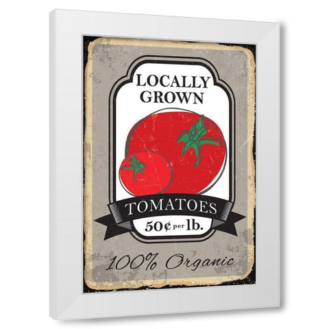 Tomatoes White Modern Wood Framed Art Print by ND Art