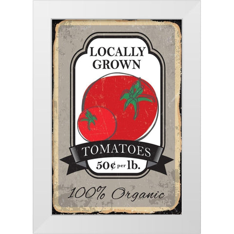 Tomatoes White Modern Wood Framed Art Print by ND Art