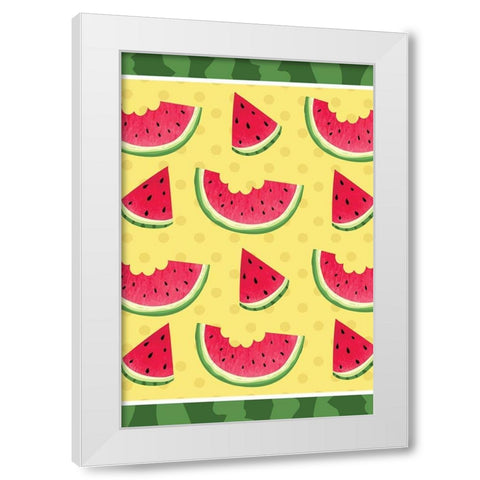 Watermelon III White Modern Wood Framed Art Print by ND Art