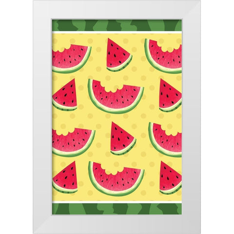Watermelon III White Modern Wood Framed Art Print by ND Art
