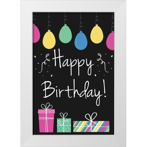 Happy Birthday White Modern Wood Framed Art Print by ND Art