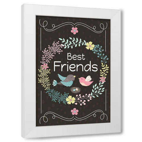 Best Friends White Modern Wood Framed Art Print by ND Art