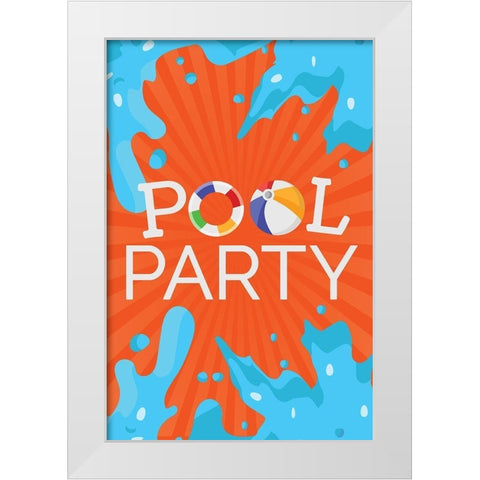 Pool Party White Modern Wood Framed Art Print by ND Art