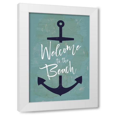 Welcome to the Beach White Modern Wood Framed Art Print by ND Art