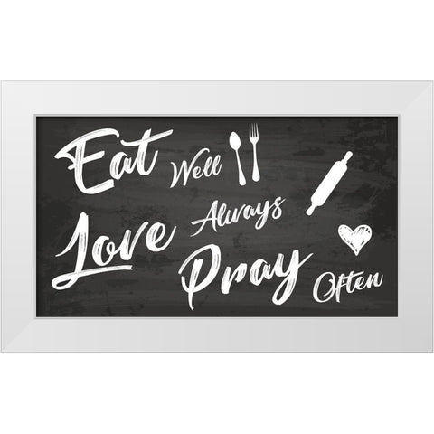 Eat Well White Modern Wood Framed Art Print by ND Art