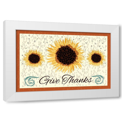 Give Thanks White Modern Wood Framed Art Print by ND Art