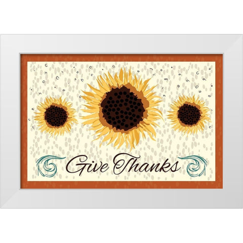 Give Thanks White Modern Wood Framed Art Print by ND Art