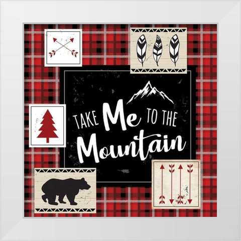 Take Me to the Mountain White Modern Wood Framed Art Print by ND Art