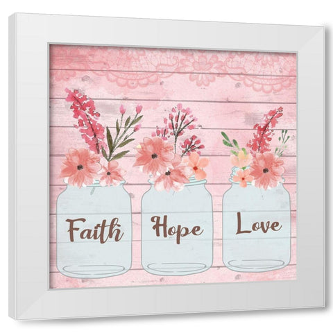 Faith Hope Love White Modern Wood Framed Art Print by ND Art