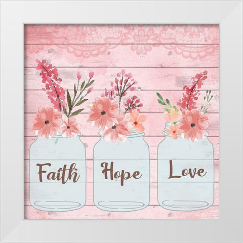 Faith Hope Love White Modern Wood Framed Art Print by ND Art