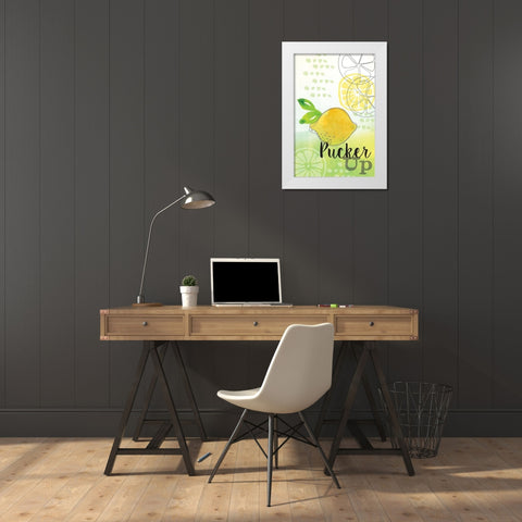 Pucker Up White Modern Wood Framed Art Print by ND Art