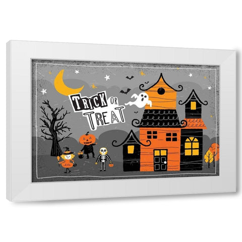 Trick or Treat White Modern Wood Framed Art Print by ND Art